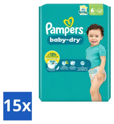 Image de 15 couches Pampers Baby-Dry, taille 6 - Pack économique - 15 pièces