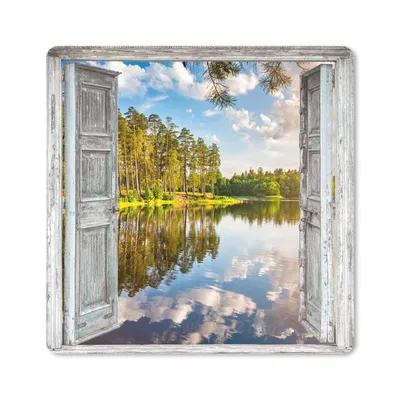 Produktbild von MuchoWow® Mauspad Mousepad Wasser - Landschaft - Fenster - Aussicht 20x20 cm - Mousepads - Maus Mat - Pad - Mausunterlage - Desk Mat - Bureauartikeln