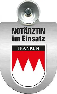 Produktbild von Einsatzschild mit Saugnapf - Notärztin im Einsatz - incl. Regionenwappen nach Wahl 393827 Color - Region Franken
