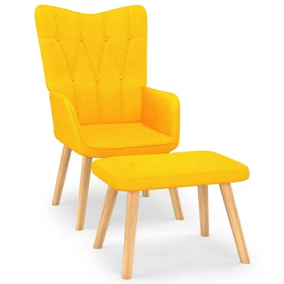 Image de Chaise de relaxation avec tabouret Jaune moutarde Tissu
