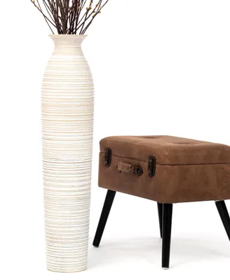 Produktbild von Leewadee Hohe Bodenvase 85 cm aus Mangoholz in weiß