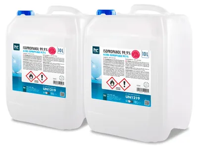 Produktbild von 10 L Isopropanol 99,9% zur Flächenreinigung, als Lösungsmittel für Fette, Harze, Lacke, Tinte