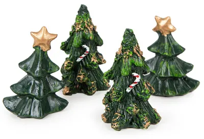 Produktbild von 4 kleine Weihnachtsbaum Figuren 5 cm grün - Tischdekoration Weihnachten
