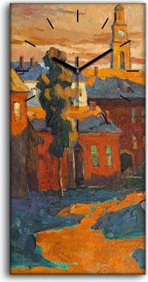 Produktbild von Wanduhr Bürouhr Leinwand Bild Geräuschlos 30x60 Landschafts architektur Stadt - schwarze Hände