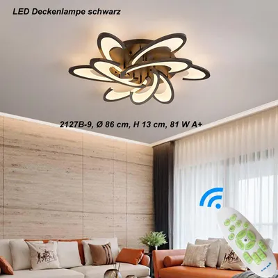Produktbild von Eurotondisplay LED Deckenleuchte 2127Black-9 Ø 86 cm 81 W mit Fernbedienung Lichtfarbe/ Helligkeit einstellbar Acryl-Schirm schwarz lackierte Metallrahmen (