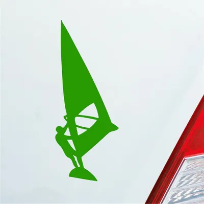 Produktbild von Auto Aufkleber Windsurfer Wind Surfer Surfing Kite 12x5 cm Hellgrün Sticker Heckscheibenaufkleber