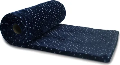 Obrázok produktu pre Minky plyš s obojstrannou potlačou, bodky na tmavomodrom pozadí, 50x160 cm