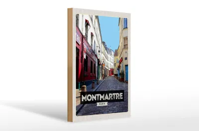 Produktbild von Holzschild Reise 20x30cm Montmartre Paris Altstadt Reiseziel Schild