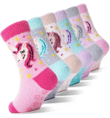 Productafbeelding van Antislip sokken - Huissokken - Kindersokken - Meisjes - Warm en dik - 6 paar