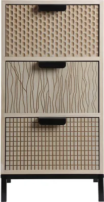 Image de Rebecca Mobili Table de nuit avec 3 tiroirs en bois et métal, blanc et marron