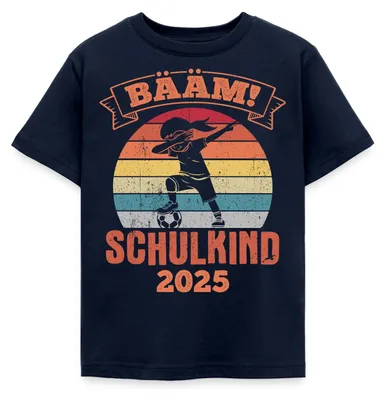 Produktbild von Spreadshirt Bääm! Schulkind 2025 Einschulung Dab Kinder T-Shirt, 98/104 (3-4 Jahre), Navy