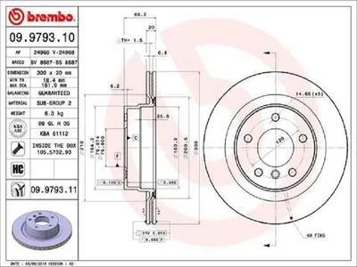 Obrázok produktu pre Brzdový kotúč BREMBO 09.9793.11