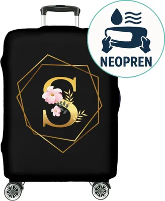 Produktbild von Personalisierte Kofferhülle 27-31 Zoll, Reise-Koffer Hülle Abdeckung Neopren, elastisch und waschbar, Kofferschutzhülle, Kofferbezug, Groß L (H66-76 W48-56 D29-33 cm) A-Z Flowers [083]
