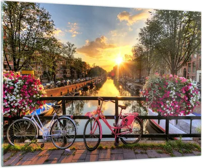 Produktbild von Bilder auf glas - Bikes Kanal Amsterdam Architektur - 100x70cm - Glasbilder - Wandbilder - Kunstdruck - Wanddekoration aus Glas - Glas Bilder - Wandbild auf Glas - GAA100x70-3081