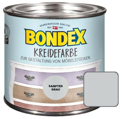 A can of Bondex chalk paint with a sample color swatch.