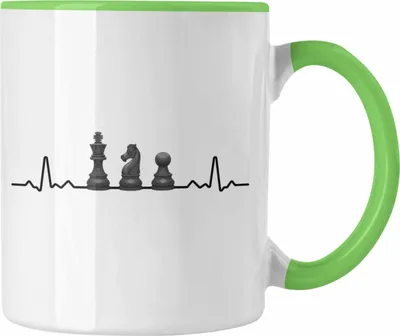 Produktbild von Trendation - Schach Geschenk Schachspieler Geschenkidee Tasse mit Schachfiguren Grafik (Grün)