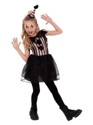 Produktbild von Vintage Clown Mädchen Schwarz-Weiß Kostüm 128