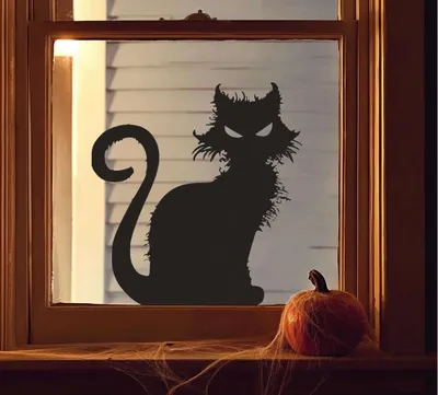 Halloween-Fensteraufkleber mit schwarzer Katze – Decords, Produktansicht 1