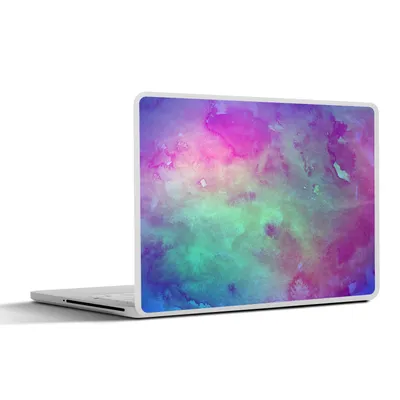 Produktbild von MuchoWow® Laptop Aufkleber Sticker Cover Aquarell - Grün - Lila 32.5x23.5 cm - Sticker für Laptop - Selbstklebend