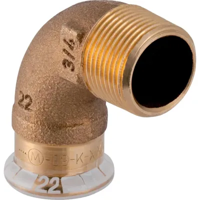 Produktbild von Geberit Übergangswinkel, Mapress Kupfer, 90°, Ø15mm × R1/2", Außengewinde, Kupfer, 1 Stk.