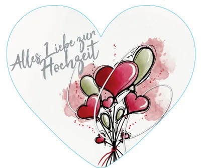 Produktbild von Herzkarte Alles Liebe zur Hochzeit, 21x18cm, Postkarte Ansichtskarte Herz Hochzeitskarte