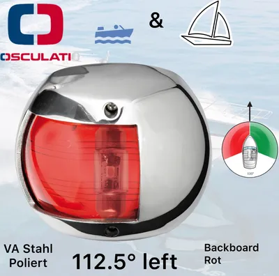 Produktbild von Osculati Marine Boot VA Edelstahl Compact 12 Led Navigationslicht Positionslicht Backboard 112,5° Rot