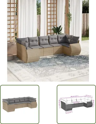 Produktbild von The Living Store 7-tlg. Garten-Sofagarnitur mit Kissen Beige Poly Rattan
