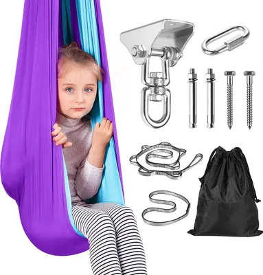 Produktbild von Therapie Schaukel Hängematte Therapieschaukel Kinder - Indoor Outdoor 360° Drehend Doppelte Schicht Schaukeltuch Kinder Geschenke für Autismus Erwachsene Kinder Baby