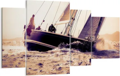 Produktbild von Bild auf Leinwand - Leinwandbild - Meer Yacht Welle - 120x70cm - Wand Bild - Wanddeko - Wandbilder - Leinwanddruck - Bilder - Kunstdruck - Wanddekoration - Leinwand bilder - Wandkunst - DL120x70-3719