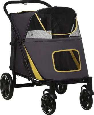 Produktbild von PawHut Hundewagen, Hunde-Buggy mit Kissen, faltbarer Hunde-Transportwagen, Katzen-Buggy