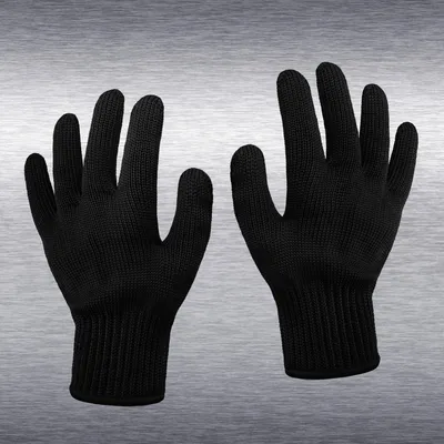 Produktbild von PRECORN Schnittschutzhandschuhe Küche, Arbeit & Garten – Hochleistungs-Schutz |  | Edelstahl-Draht-Mesh | Rutschfest & Unisex | 1 Paar in schwarz