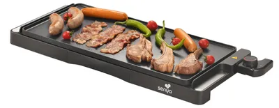 Elektrische Grillplatte XL, 2200 W, 51x25 cm, antihaftbeschichtet, schwarz