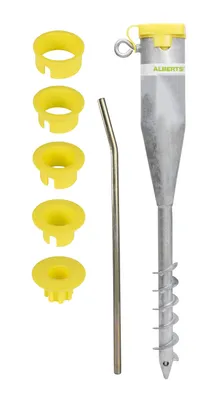 Produktbild von Alberts Einschraub-Bodenhülse, 560 mm, feuerverzinkter Stahl, für Standrohre Ø25-65 mm, leichte Holzkonstruktionen und Zäune