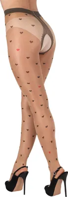 Produktbild von BANANALU Ouvert Strumpfhose mit offenem Schritt und Herzen 20 Den Intimo 20 Fashion Daino/Nero L