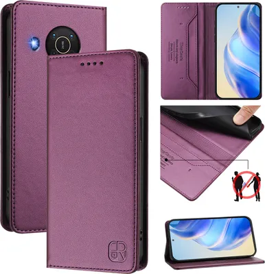 Image de Etui en cuir pour Nokia X20/Nokia X10, étui à rabat avec fentes pour cartes, portefeuille et support Violet
