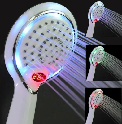 Produktbild von LED-Duschkopf, LED-Handbrause, Duschkopf mit 3 Farben und Temperaturregelung, LED-Duschkopf mit Temperaturregelung, Duschbrause mit Temperaturregelung