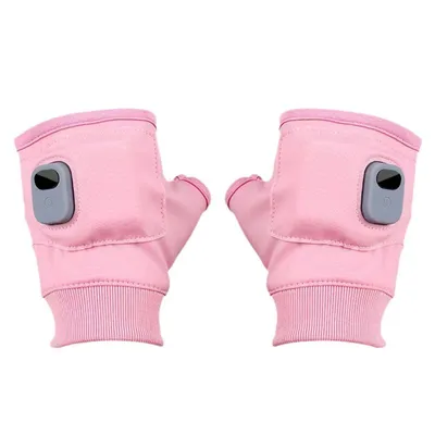 Produktbild von Winterhandschuhe Beheizbare Fingerlose Handschuhe USB-aufladbar 3 Geschwindigkeiten Einstellbar Halbfinger Handschuhe für Innen Büro Rosa