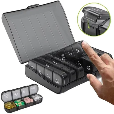 Produktbild von Tablettenorganisator, 28 Fächer, tragbares Reisedesign, 28 Gitter-A