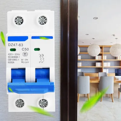 Obrázok produktu pre DZ47‐63 2P Miniatúrny výkonový spínač s ochranou proti úniku, vzduchový spínač 400 V AC (50 A)