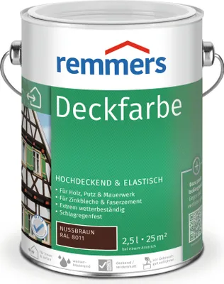 Produktbild von Remmers Deckfarbe nussbraun (RAL 8011) 2,5 l, Holzlack
