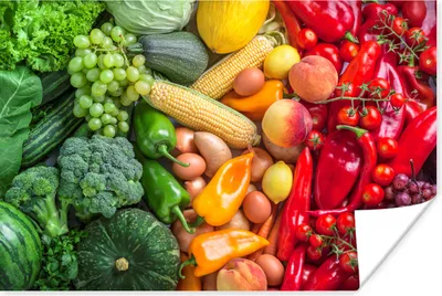 Produktbild von MuchoWow® Poster Obst - Gemüse - Regenbogen 120x80 cm - Bilder