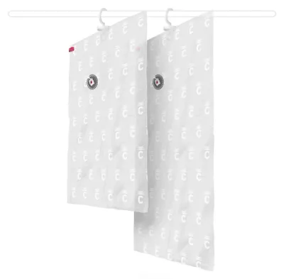 Produktbild von Compactor - 2er Set Vakuum-Aufbewahrungsbeutel zum Aufhängen Größen M + L - Kleidung auf Bügeln komprimieren - Ideal für Schrank und Garderobe - Schut