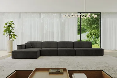 Produktbild von ALTDECOR Ecksofa in L-Form IREA-L3-v4 412x165x77 cm Schwarz Corner Sofa Eckcouch Couch Wohnlandschaft Cauchsofa