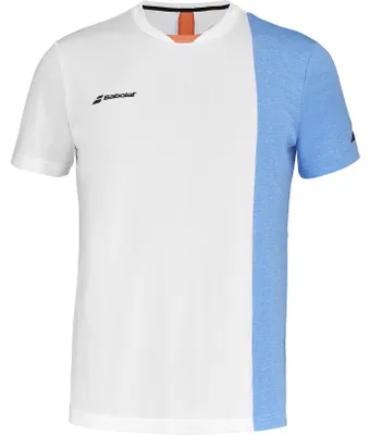 Produktbild von BABOLAT Kinder Play Neck T-Shirt 3BTF011 Weiß Blau 6-8 Jahre