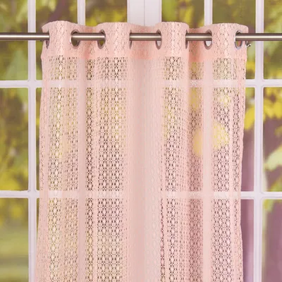 Produktbild von Fertiggardine Ösengardine Häkelgardine Blumen Gitter rosa 140x260cm