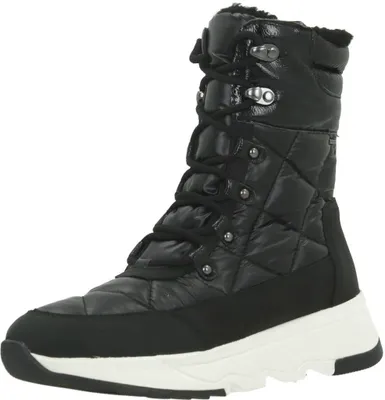Produktbild von Geox Falena B Abx Frauen Schnürung Leder Nylon Wasserdicht Stiefelette Mit Reißverschluss Schwarz – 3 Großbritannien - 36 EU - 6 US / Schwarz