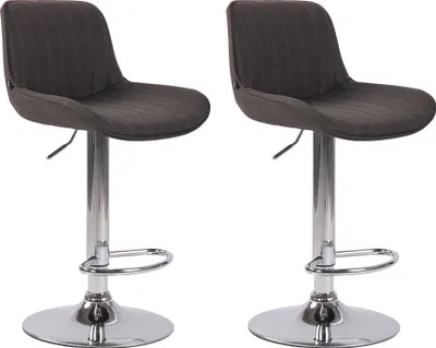 Produktbild von 2er Set Barhocker HLO-CP68 Stoff chrom  dunkelgrau