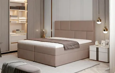 Produktbild von Doppelbett mit Boxspringbett 180x200 FARELO - hellbraun