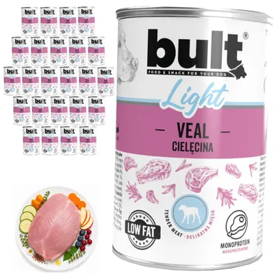 Obrázok produktu pre BULT | Krmivo pre psov z teľacieho mäsa – súprava mokrého krmiva, 4 konzervy po 400 g – ľahké krmivo pre psov