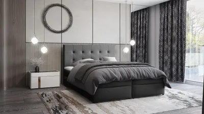 Produktbild von Amerikanisches Bett 160x200 ALBERA 1 - schwarz